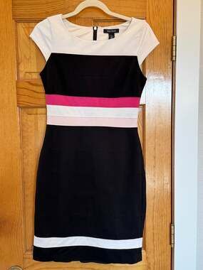 White House Black Market Colorblock Sheath Dress Cap Sleeve Size 6 WHBM